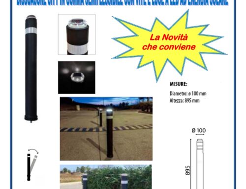 Dissuas. City, gomma semiflex, VITE, LED solare